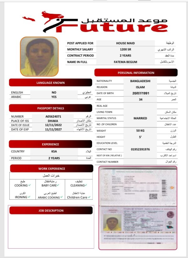 A05624071 - BEGUM FATEMA