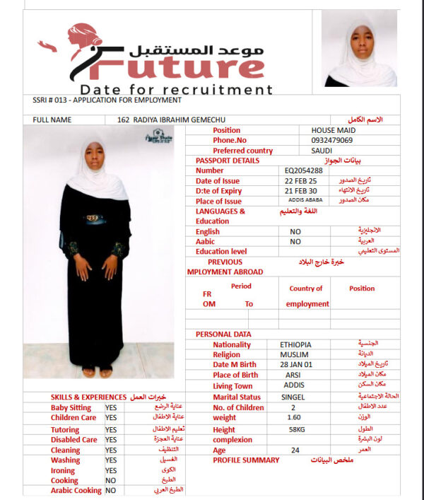 RADIYA IBRAHIM GEMECHU - EQ2054288