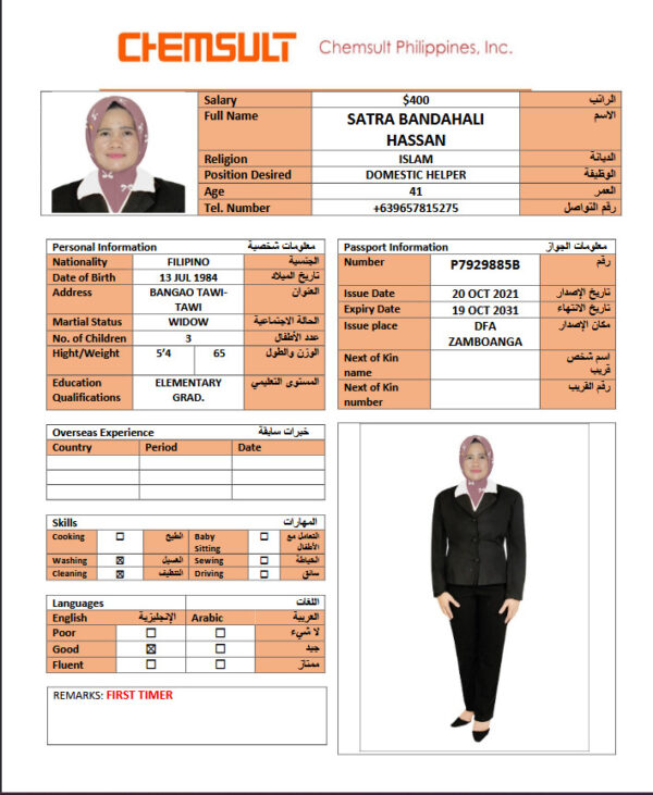 SATRA BANDAHALI HASSAN - P7929885B