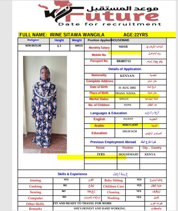 IRINE SITAWA WANGILA