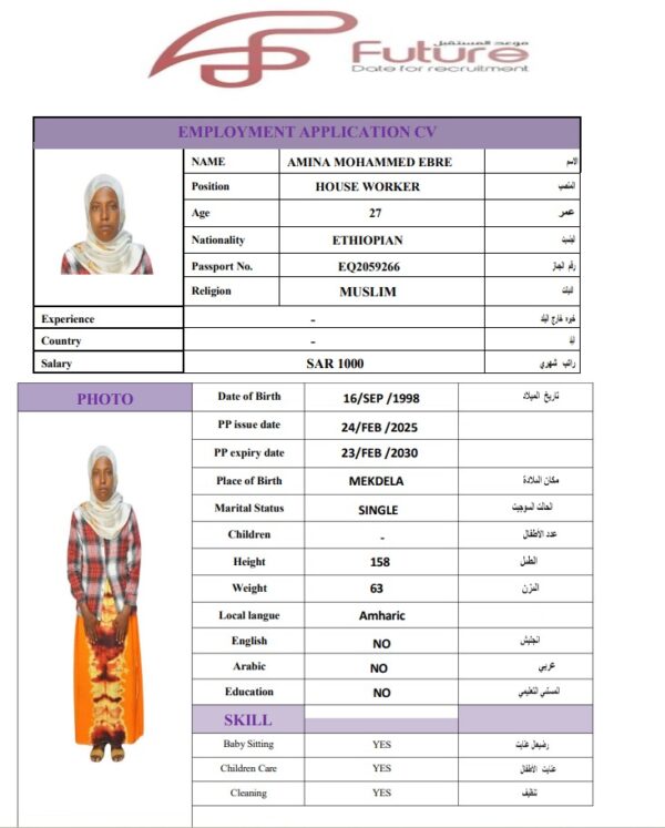 AMINA MOHAMMED   EQ2059266