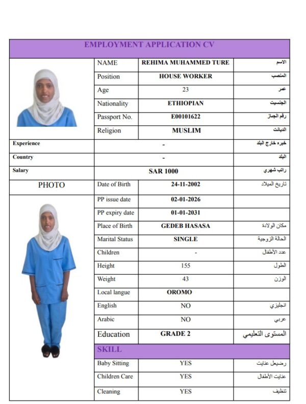 REHIMA MUHAMMED TURE    E00101622