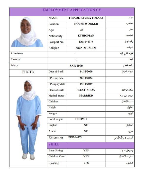 FIRAOL FAYISA TOLASA   EQ1144975