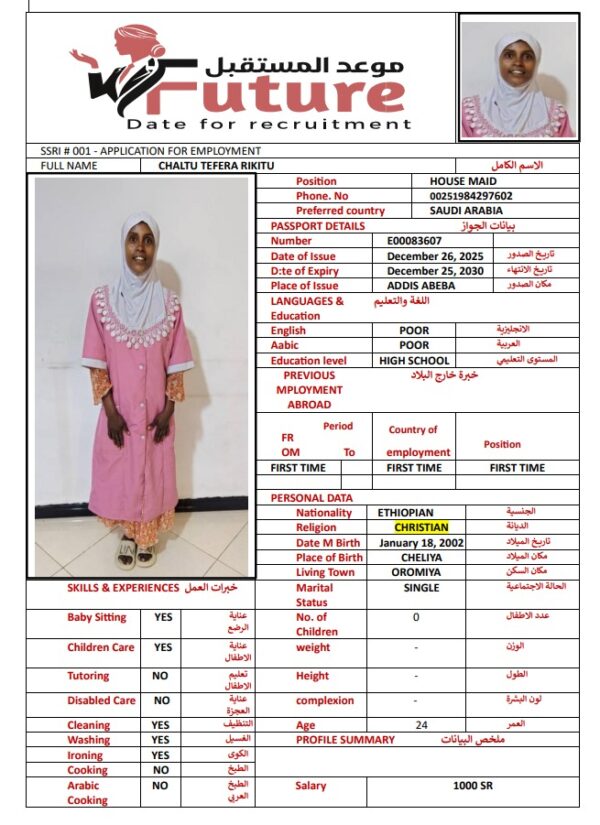 CHALTU TEFERA RIKITU   E00083607