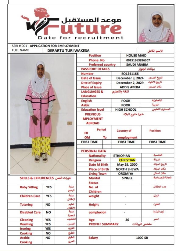 DERARTU TURI WAKESA   EQ1241166