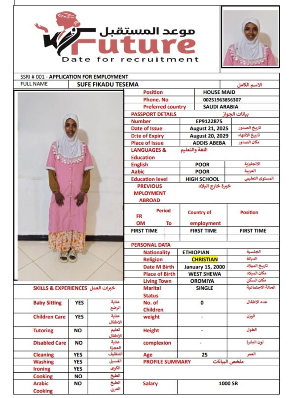 SUFE FIKADU TESEMA    EP9122875