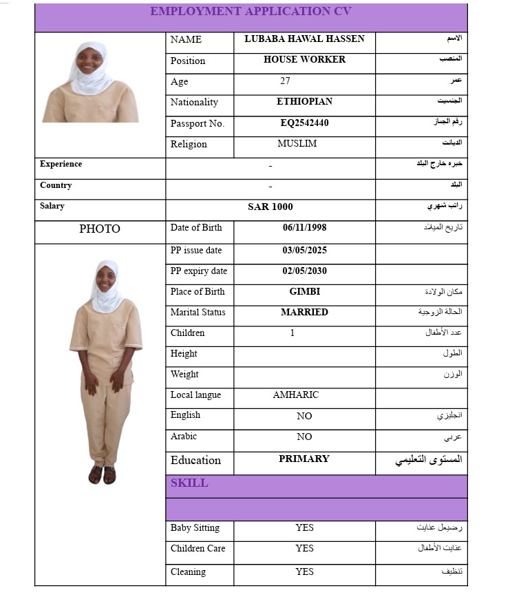 LUBABA HAWAL HASSEN EQ2542440. - LUBABA HAWAL HASSEN EQ2542440