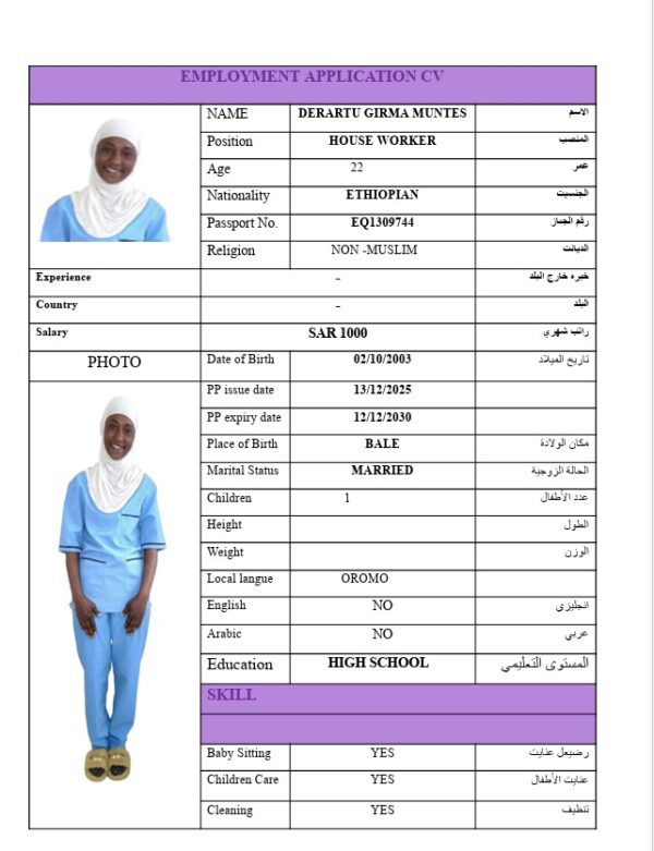 DERARTU GIRMA MUNTES EQ1309744 