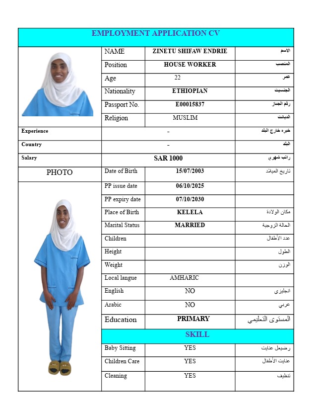 ZINETU SHIFAW ENDRIE E00015837 - ZINETU SHIFAW ENDRIE E00015837