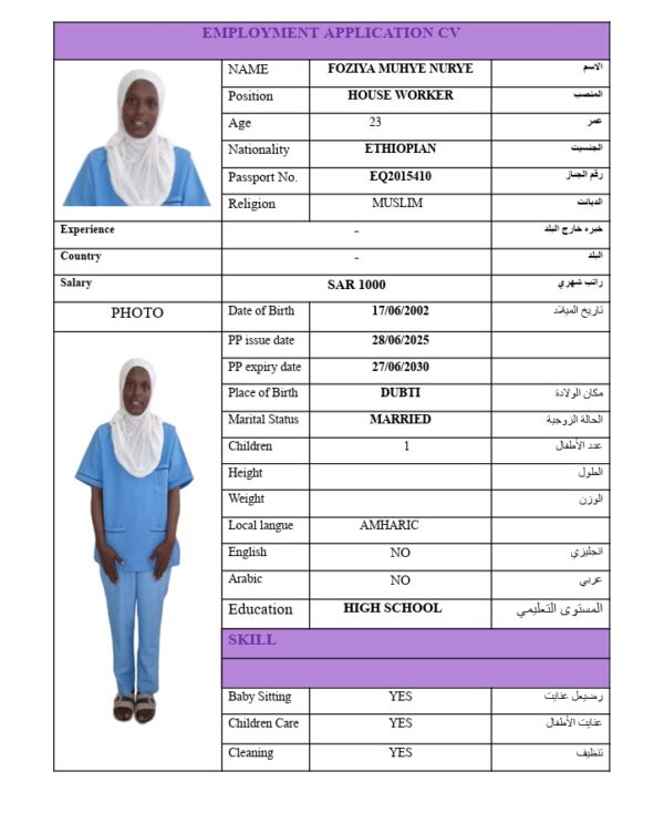 FOZIYA MUHYE NURYE EQ2015410
