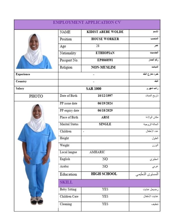KIDIST ABEBE WOLDE EP8868591