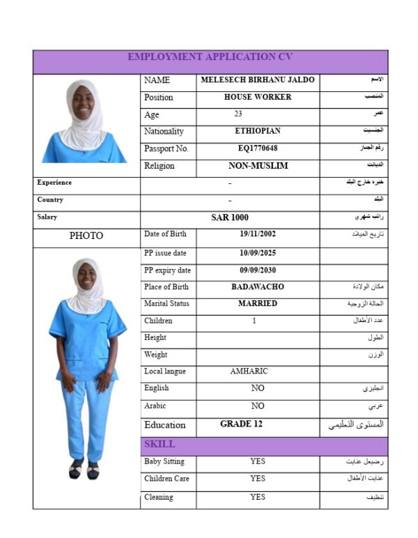 MELESECH BIRHANU JALDO EQ1770648