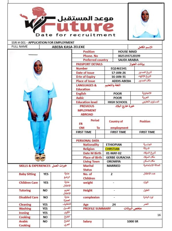 ABEBA KASA ZELEKE      EQ1461541