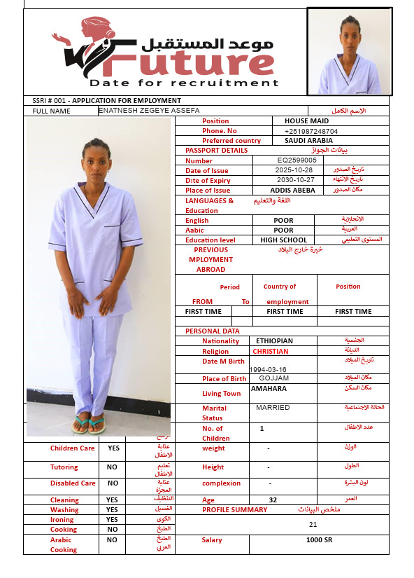 ENATNESH ZEGEYE ASSEFA    EQ2599005