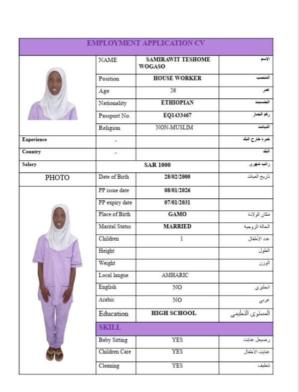 SAMIRAWIT TESHOME WOGASO   EQ1433467 