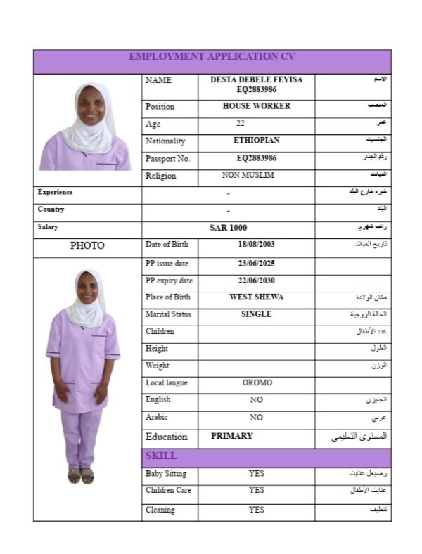 DESTA DEBELE FEYISA    EQ2883986 