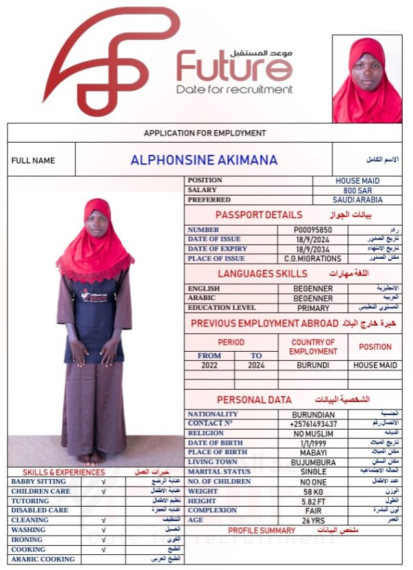 ALPHONSINE AKIMANA   P00095850
