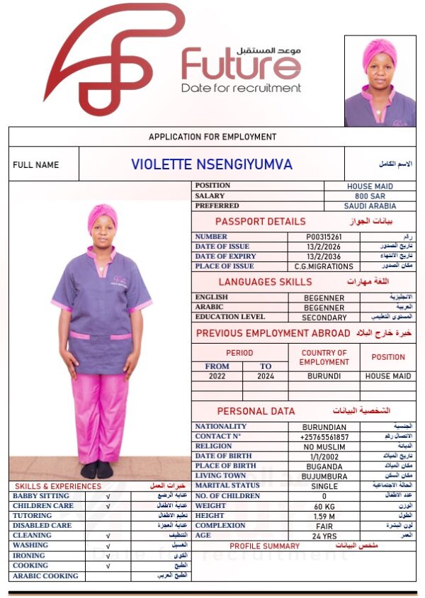 P00315261   VIOLETTE NSENGIYUMVA