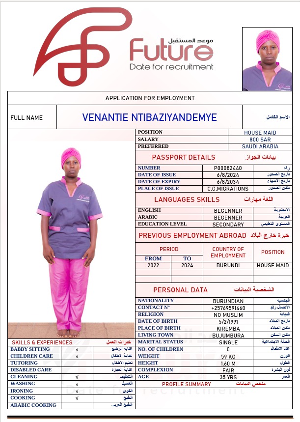 P00082440 - VENANTIE NTIBAZIYANDEMYE - P00082440 VENANTIE NTIBAZIYANDEMYE