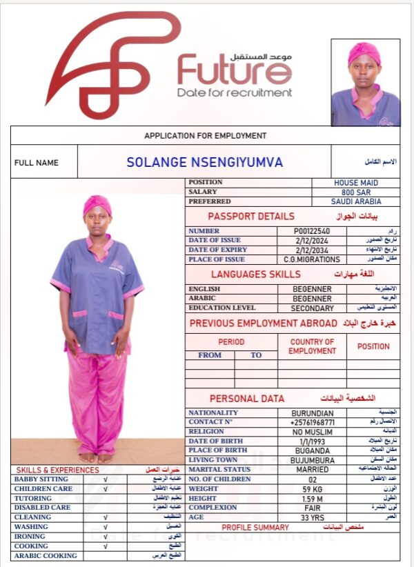 SOLANGE NSENGIYUMVA   P00122540