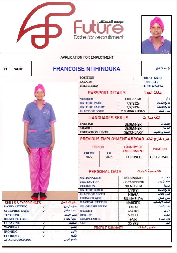 FRANCOISE NTIHINDUKA P00362378